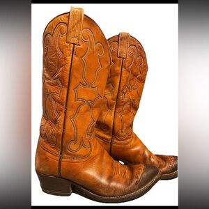 Vintage Distressed Dan Post Leather Cowboy Western Boots Womens Sz 7 D (Wide)
